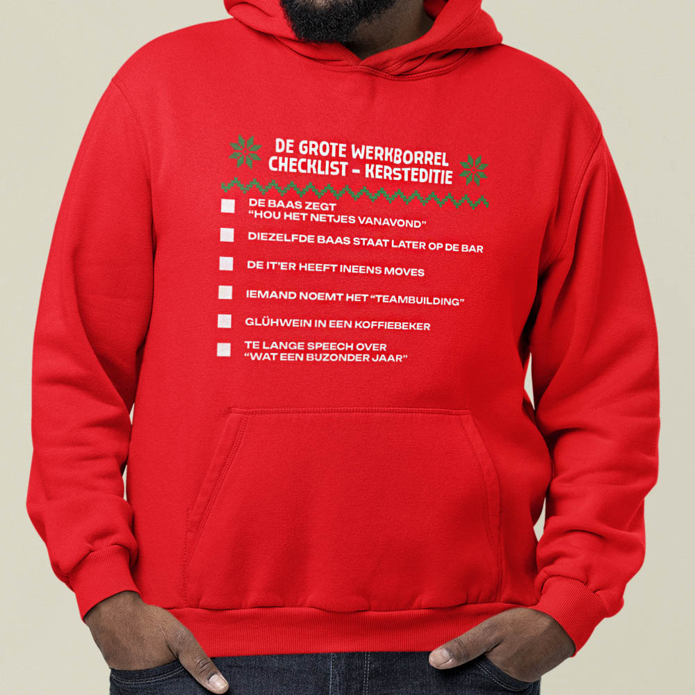 Kerst Hoodie Rood Werkborrel Kersteditie