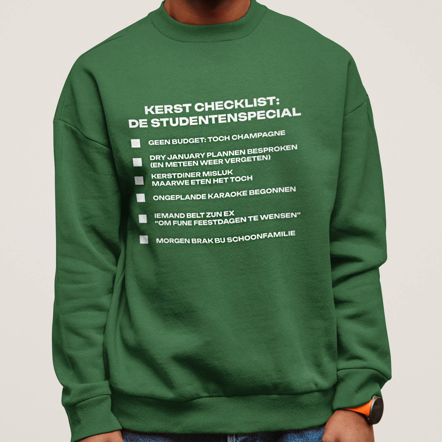 Kerst Trui Groen Kerst checklist Student_1