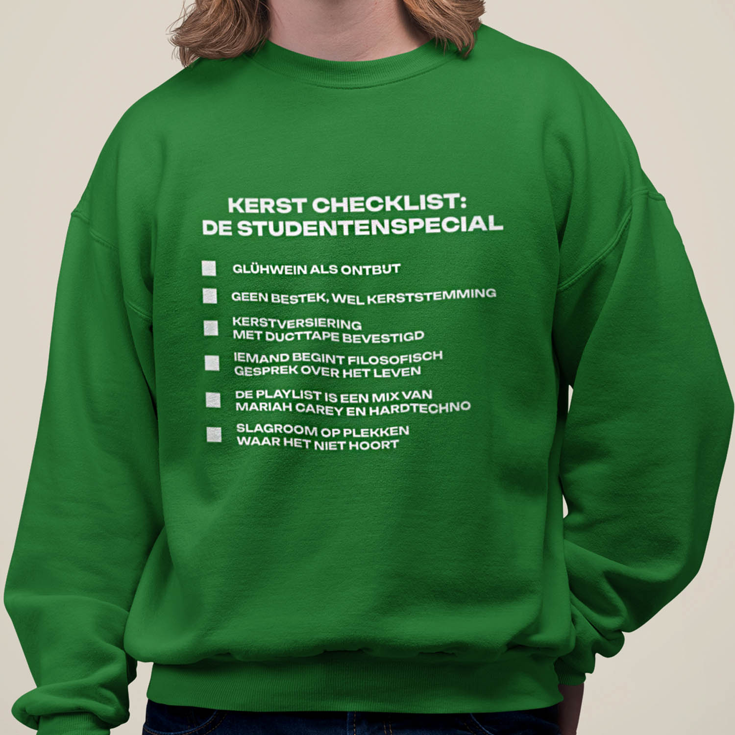 Kerst Trui Groen Kerst checklist studentenspecial v2