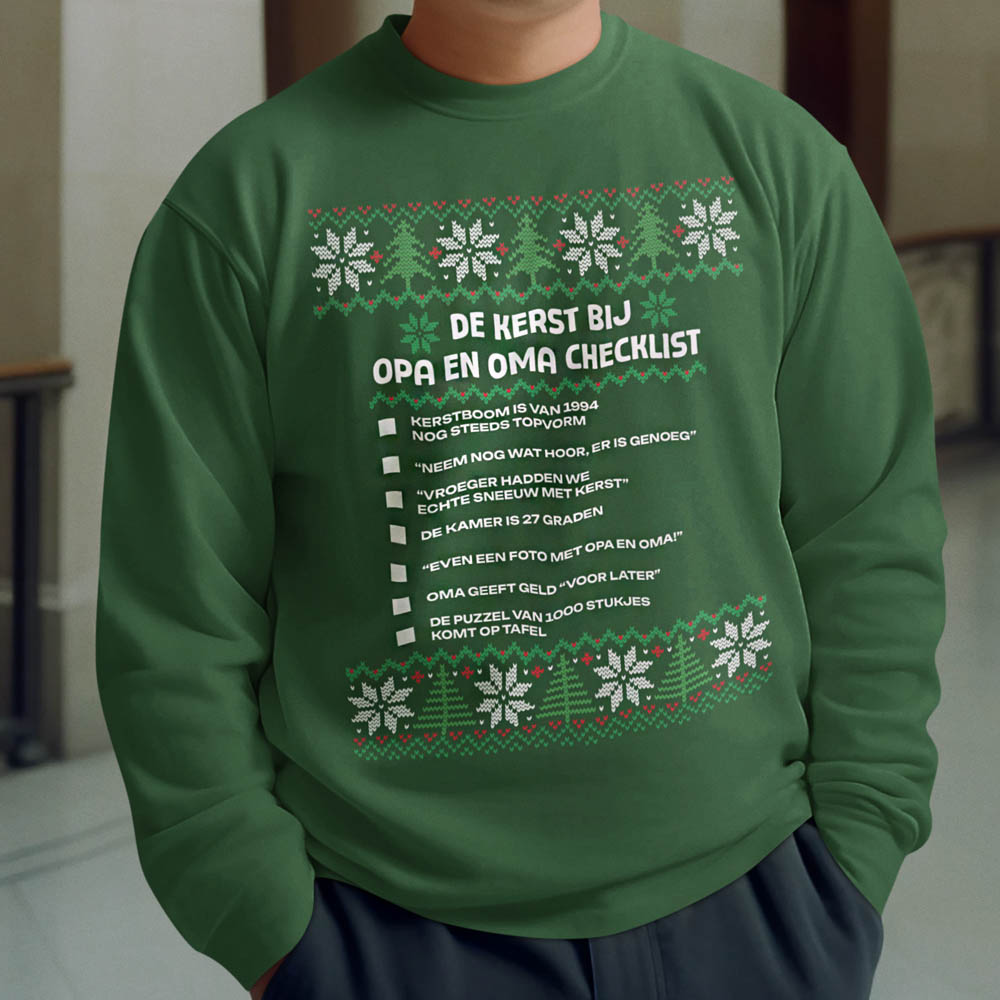 Kerst Trui Groen Kerstchecklist Opa en Oma