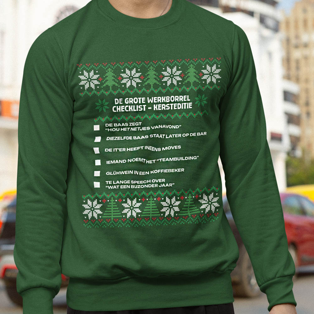 Kerst Trui Groen Werkborrel Kersteditie