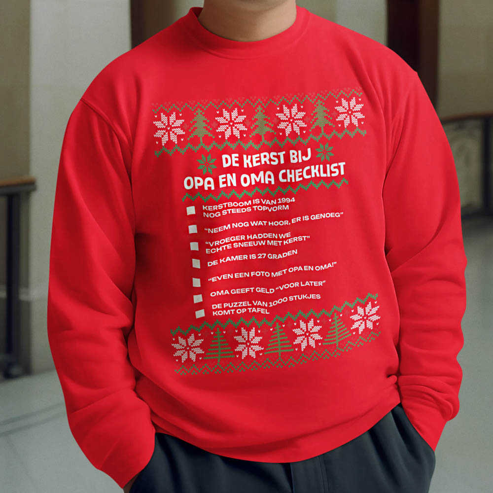 Kerst Trui Rood Kerstchecklist Opa en Oma