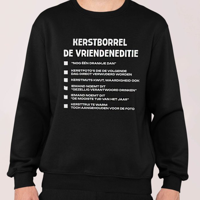 Kerst Trui Zwart Kerstborrel - vriendeneditie