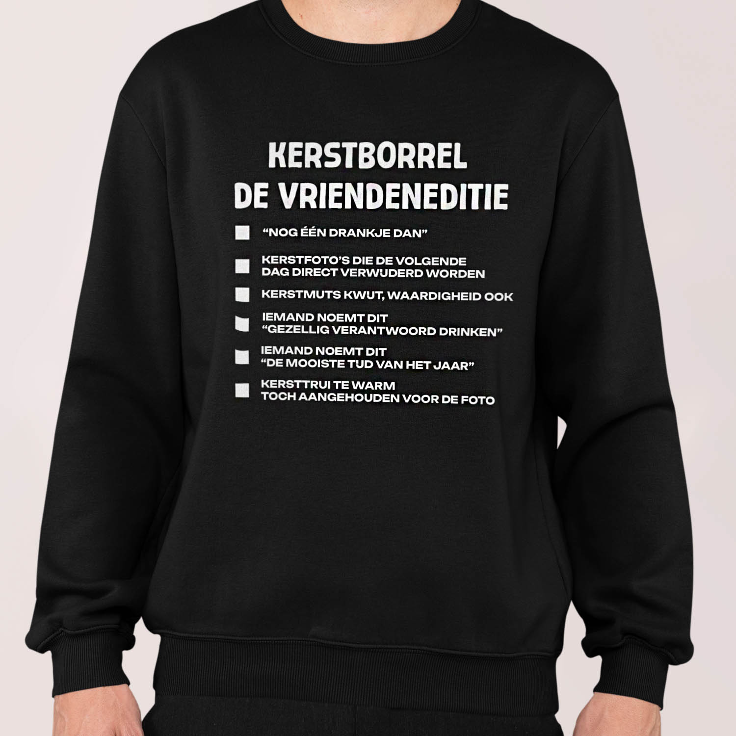 Kerst Trui Zwart Kerstborrel - vriendeneditie