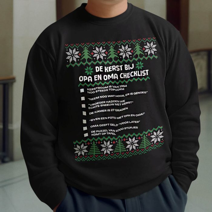 Kerst Trui Zwart Kerstchecklist Opa en Oma