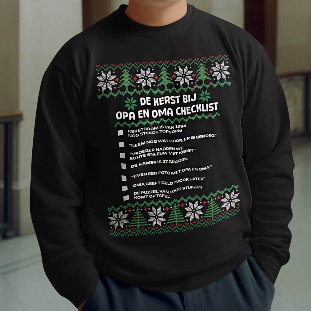 Kerst Trui Zwart Kerstchecklist Opa en Oma