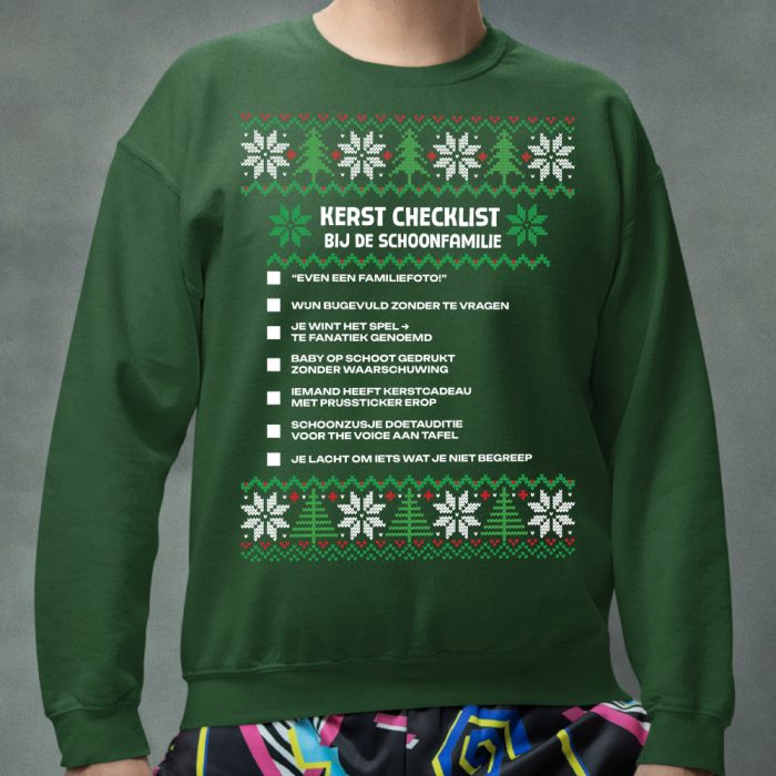 Kersttrui Groen Schoonfamilie V2