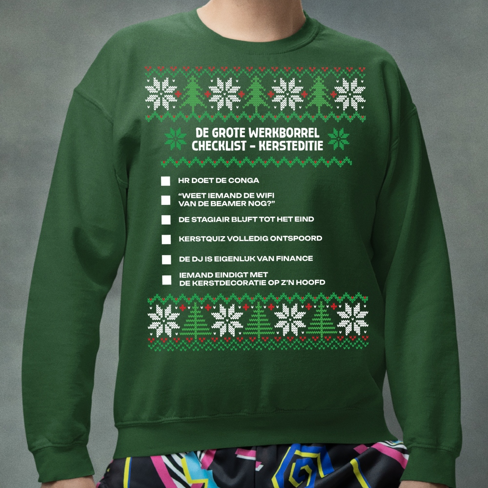 Kersttrui Groen Werkborrel V2