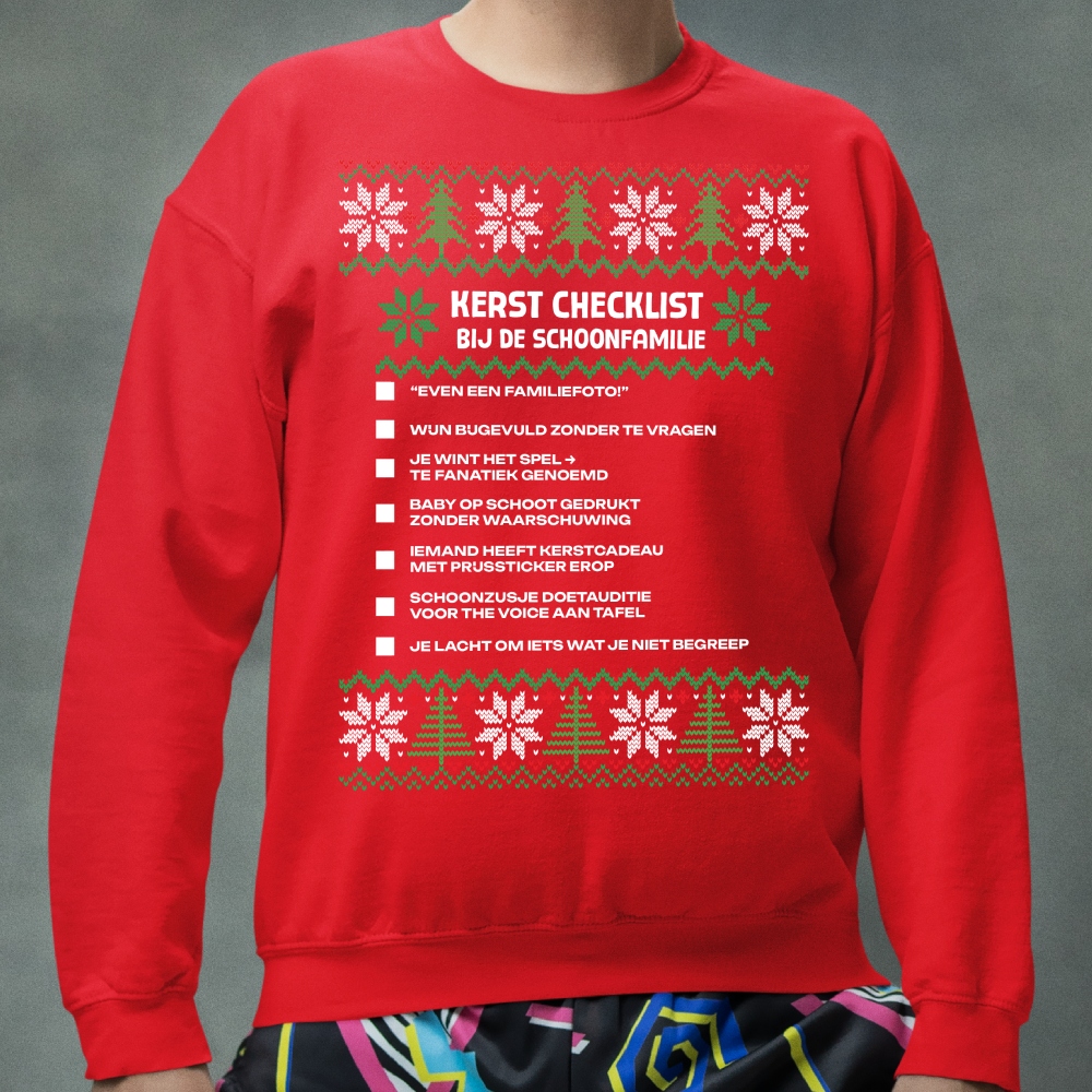 Kersttrui Rood Schoonfamilie V2