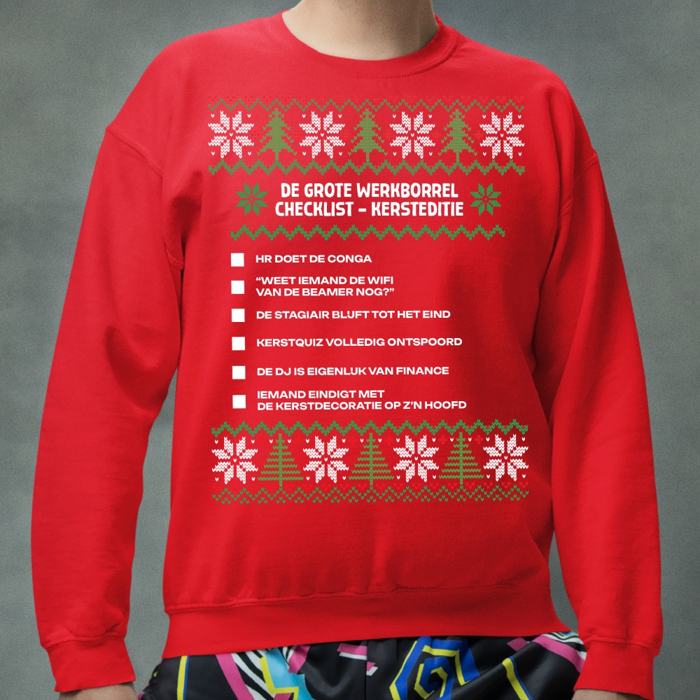 Kersttrui Rood Werkborrel V2