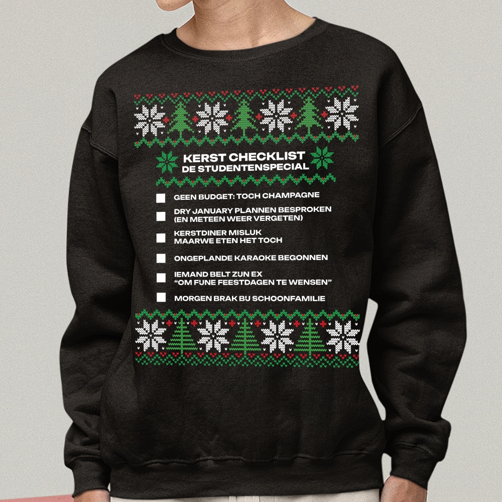 Kersttrui Zwart Studentenspecial V1