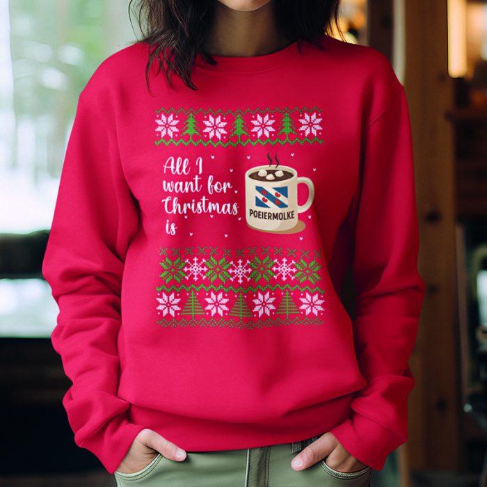 Foute Kersttrui Rood All I Want For Christmas Is Poeiermolke - Afbeelding 2