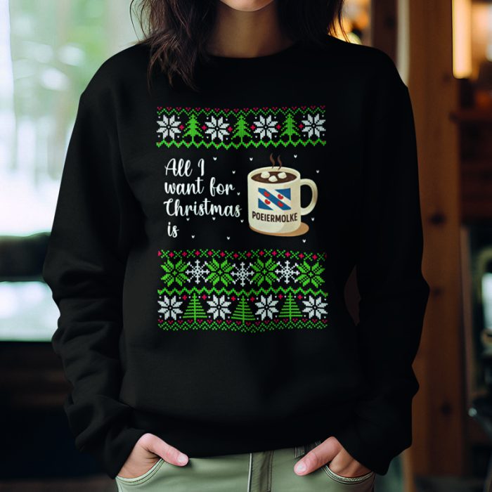 Foute Kersttrui Zwart All I Want For Christmas Is Poeiermolke - Afbeelding 2