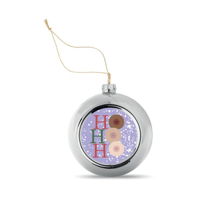 Kerstbal Zilver Ho Ho Ho