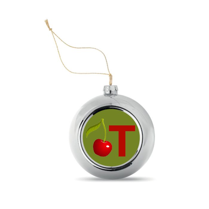 Kerstbal Zilver Kers (t)