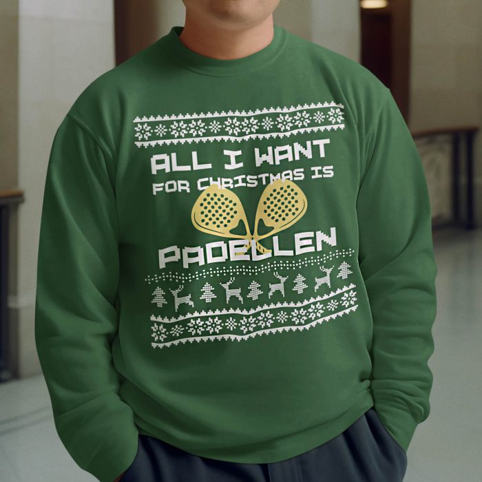 Foute Kerst Trui Groen All I Want For Christmas Is Padellen