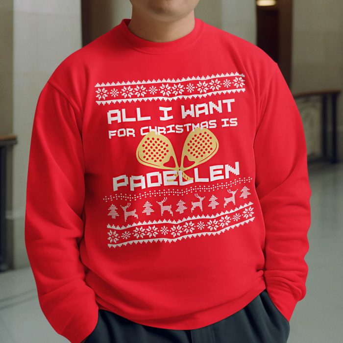 Foute Kerst Trui Rood All I Want For Christmas Is Padellen