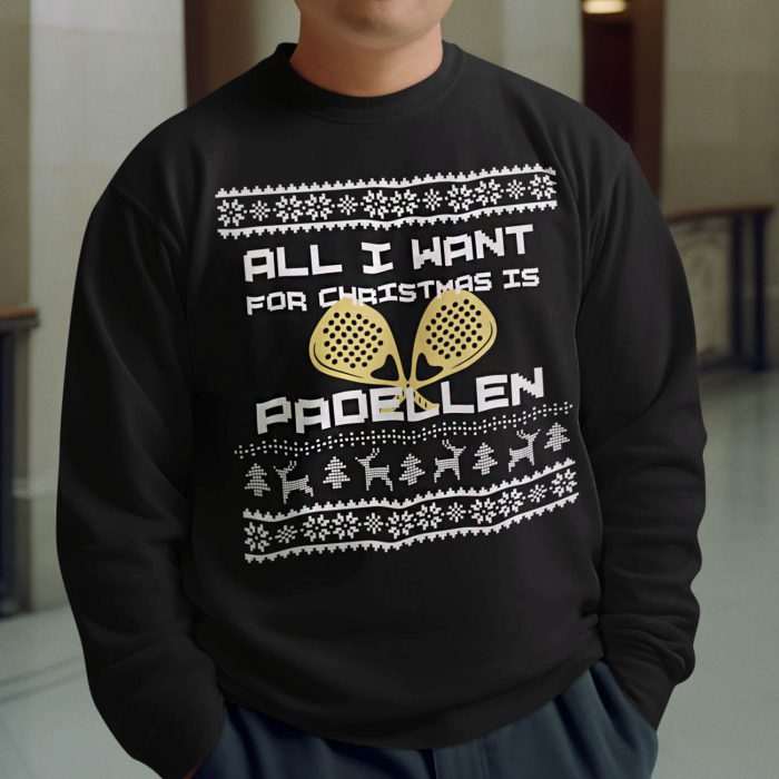 Foute Kerst Trui Zwart All I Want For Christmas Is Padellen