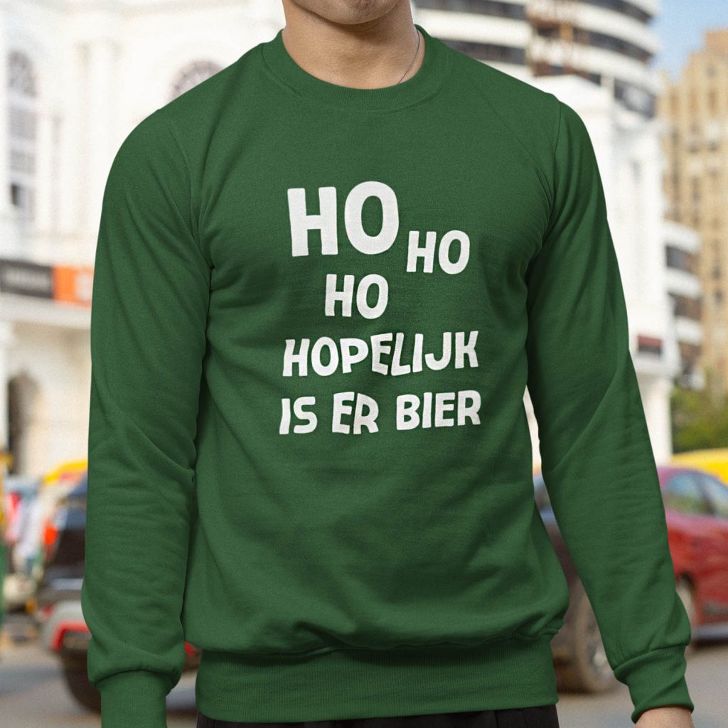 Kerst Trui Groen Ho Ho Hopelijk Is Er Bier