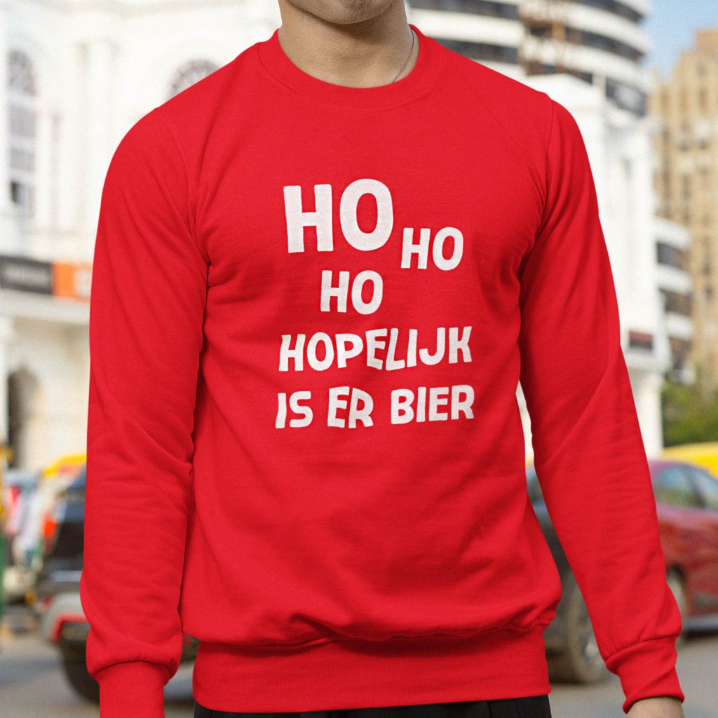 Kerst Trui Rood Ho Ho Hopelijk Is Er Bier