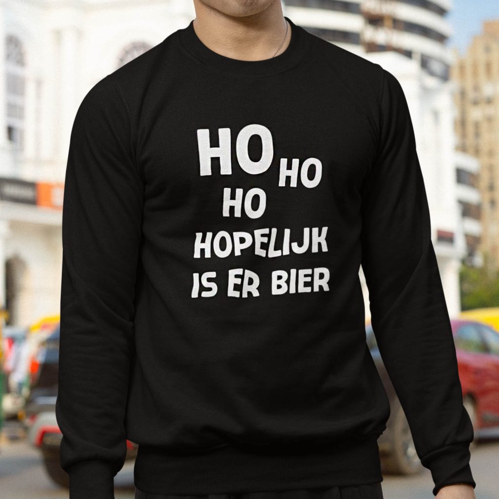 Kerst Trui Zwart Ho Ho Hopelijk Is Er Bier