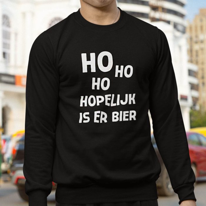 Kerst Trui Zwart Ho Ho Hopelijk Is Er Bier