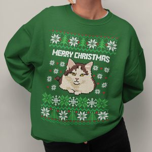 Custom Kerst Trui Groen Huisdier Kat