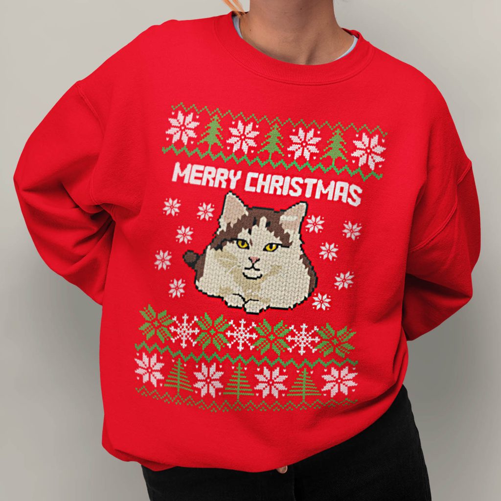 Custom Kerst Trui Rood Huisdier Kat