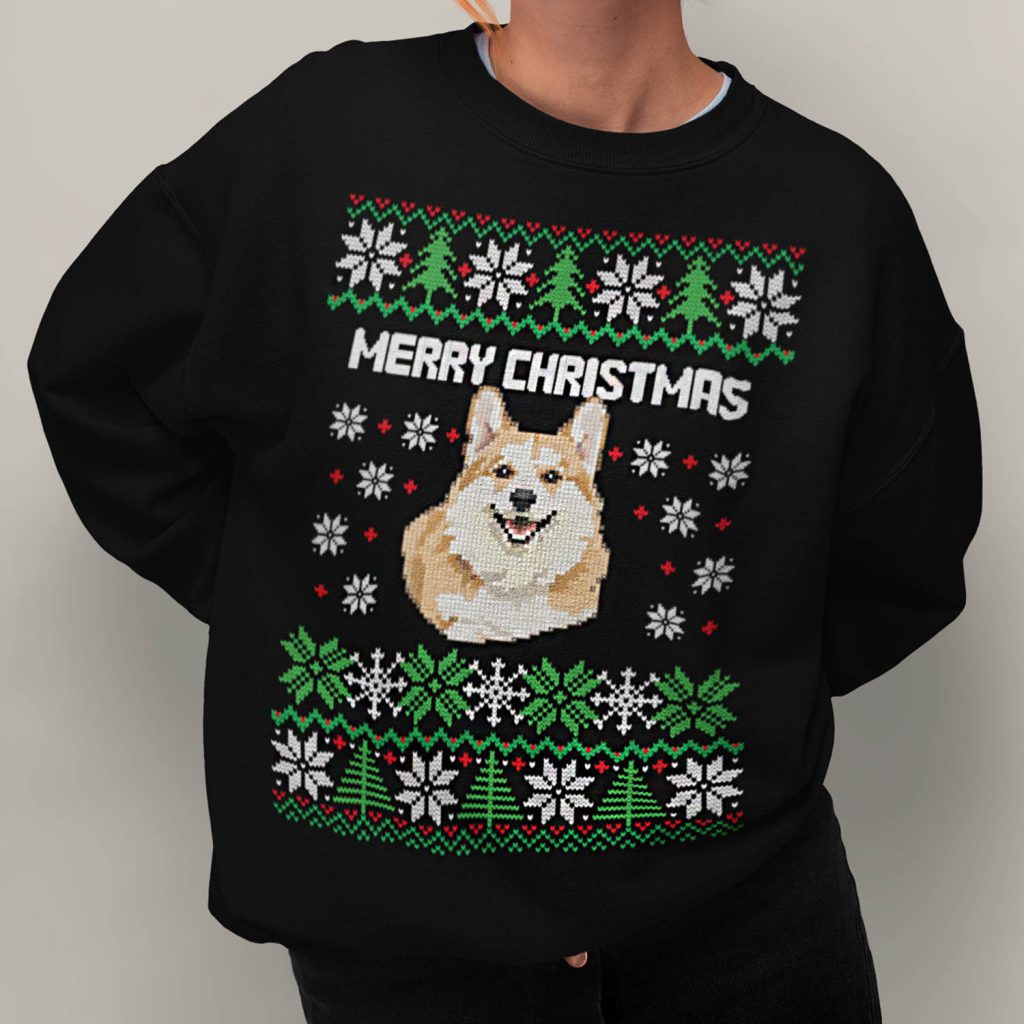 Custom Kerst Trui Zwart Huisdier Hond