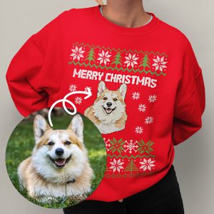 Voor en Na_Custom Kerst Trui Rood Huisdier Hond