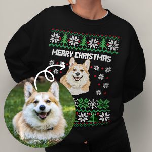 Voor en Na_Custom Kerst Trui Zwart Huisdier Hond