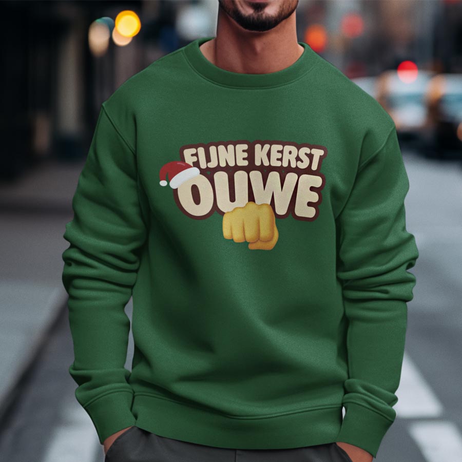 Foute Kersttrui Donkergroen Fijne Kerst Ouwe