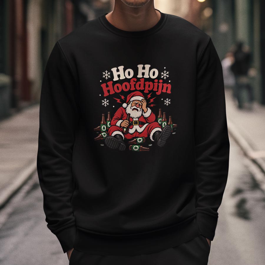 Foute Kersttrui Zwart Ho Ho Hoofdpijn