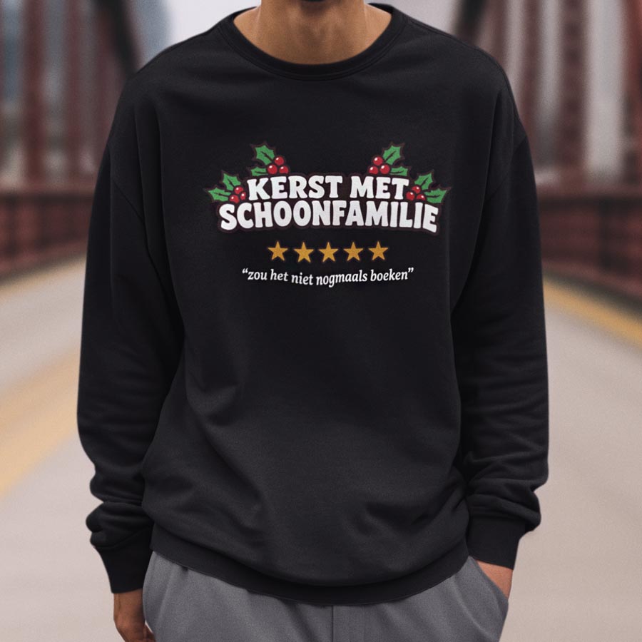 Foute Kersttrui Zwart Kerst Met Schoonfamilie
