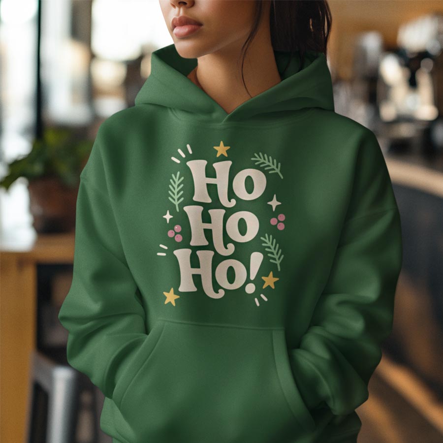 Foute Kerst Hoodie Groen Ho Ho Ho Fun