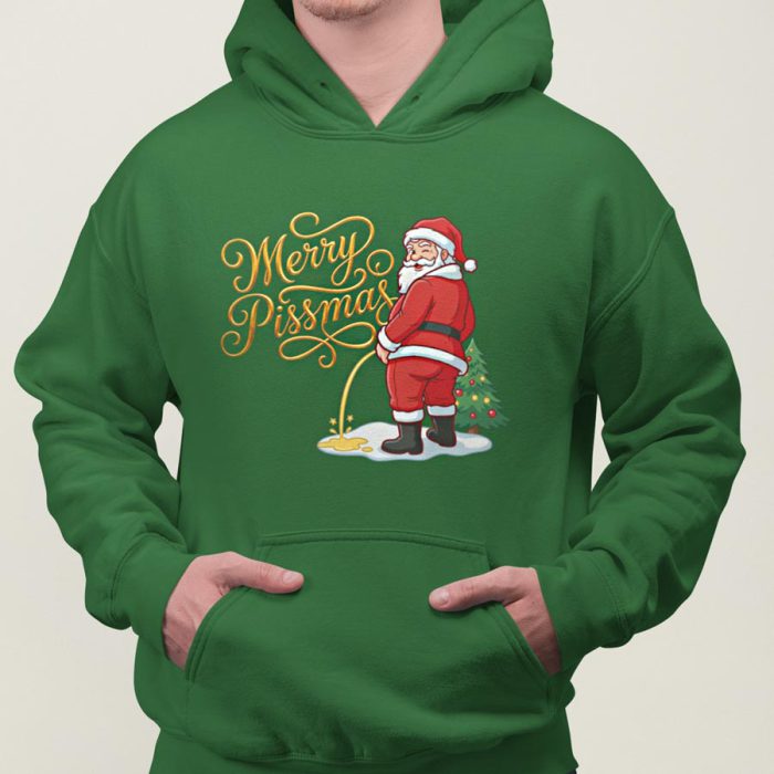 Foute Kerst Hoodie Groen Merry Pissmas