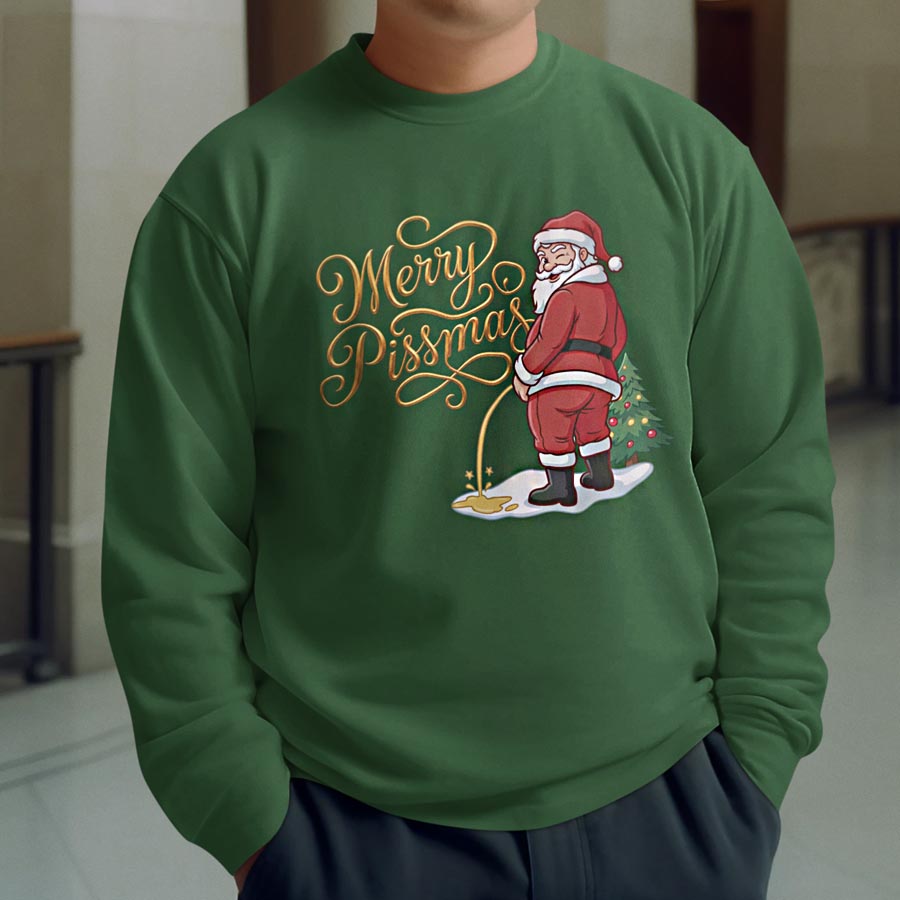 Groene Kerstsweater Merry Pissmas