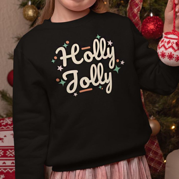 Kerst Sweater Kind Zwart Holly Jolly