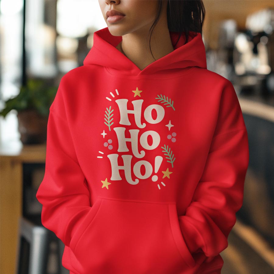 Foute Kerst Hoodie Rood Ho Ho Ho Fun