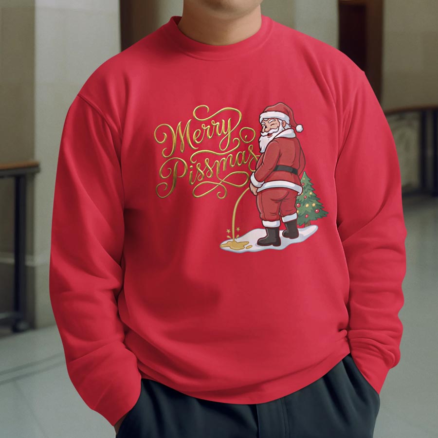 Rode Kerst Sweater Merry Pissmas
