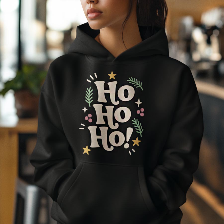 Foute Kerst Hoodie Zwart Ho Ho Ho Fun