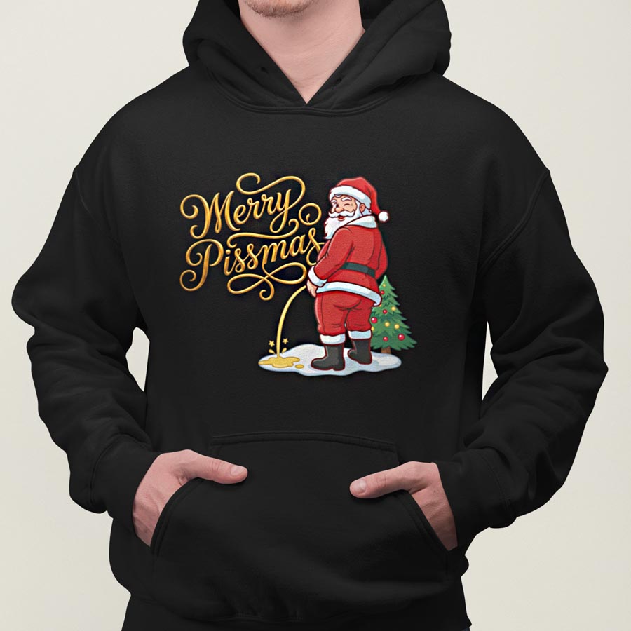 Foute Kerst Hoodie Zwart Merry Pissmas