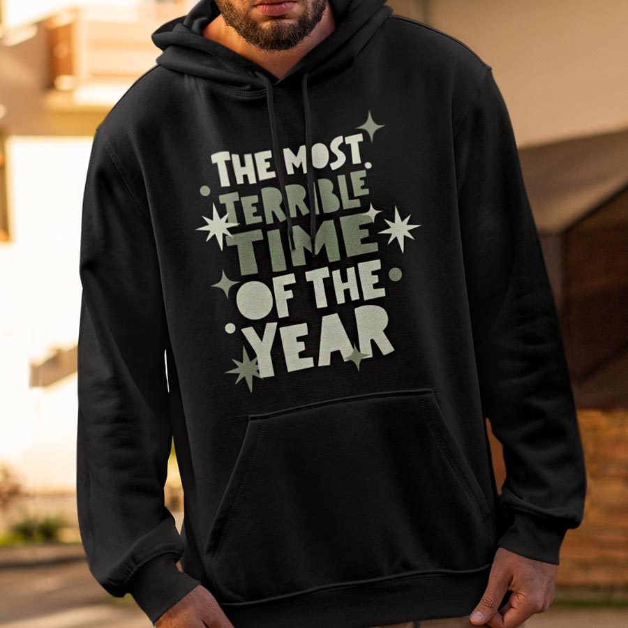 Foute Kerst Hoodie Zwart Most Terrible Time