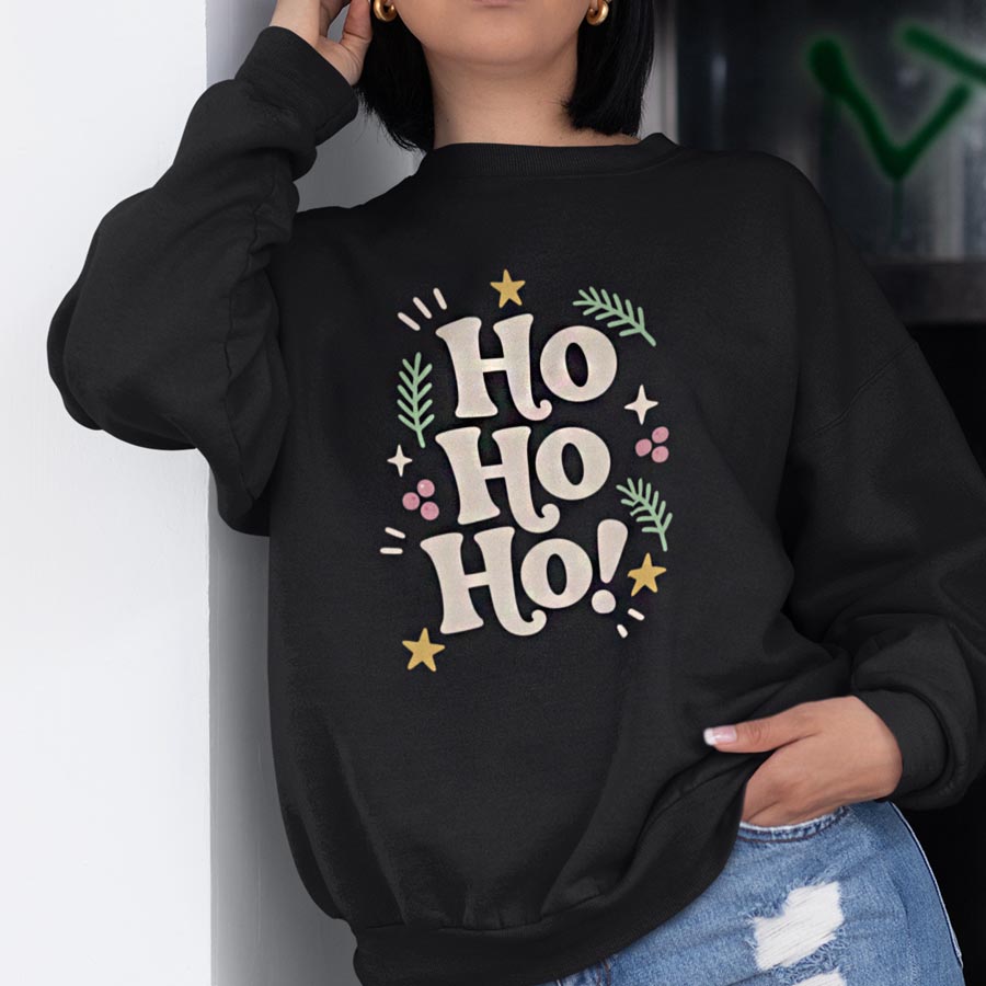 Zwarte Kerstsweater Ho ho ho Fun