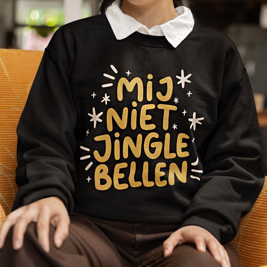 Zwarte Kersttrui Mij Niet Jingle Bellen